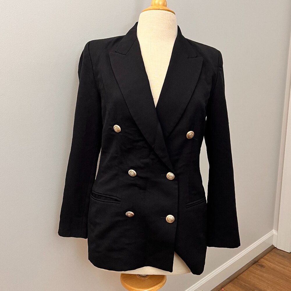 Vintage Pendleton Double Breasted Blazer Jacket 100% Virgin Wool Black Sz 4